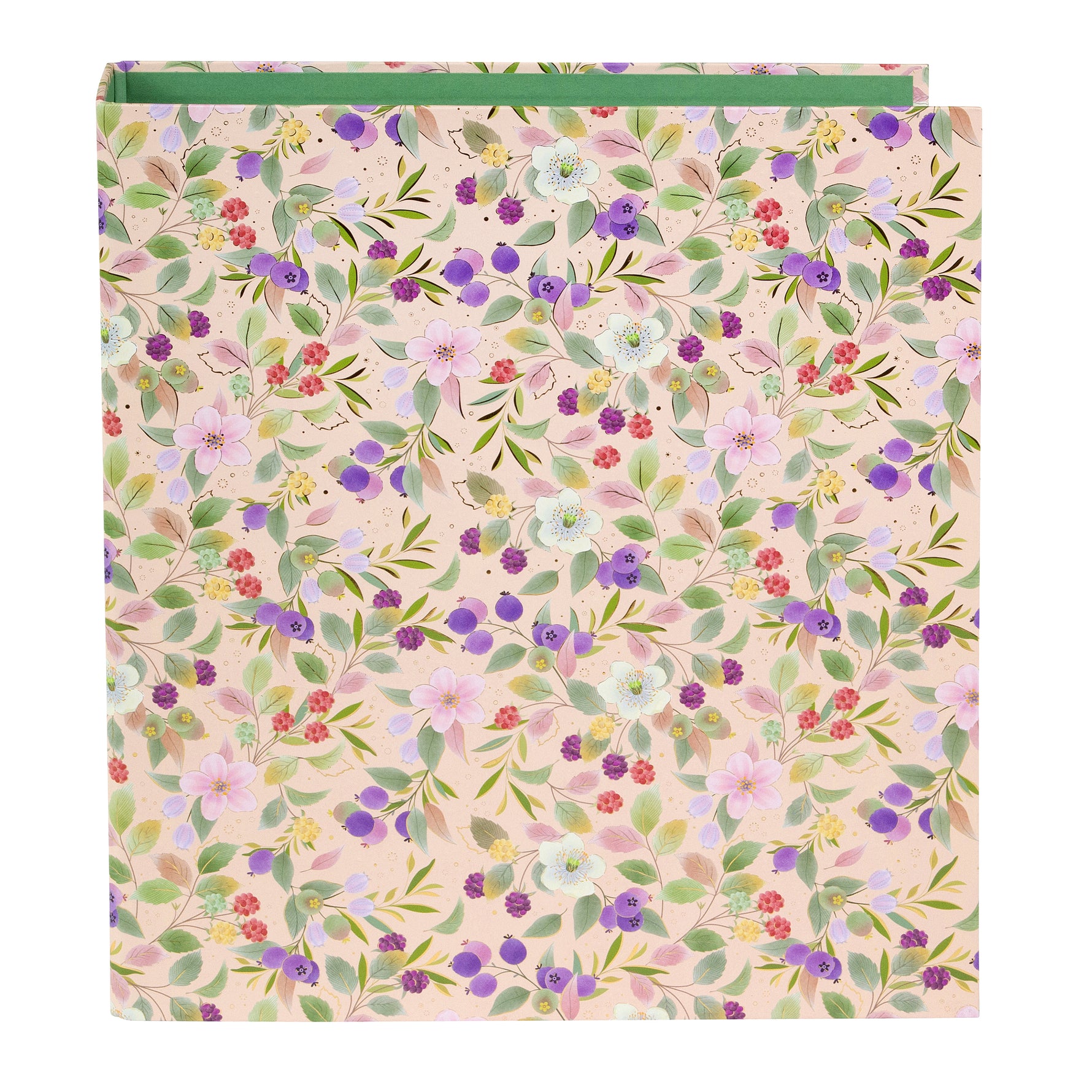 Blissful Blossom Çiçekli A4 Klasör - 8 cm | Kollu Mekanizmalı | Altın Yaldızlı, Mango