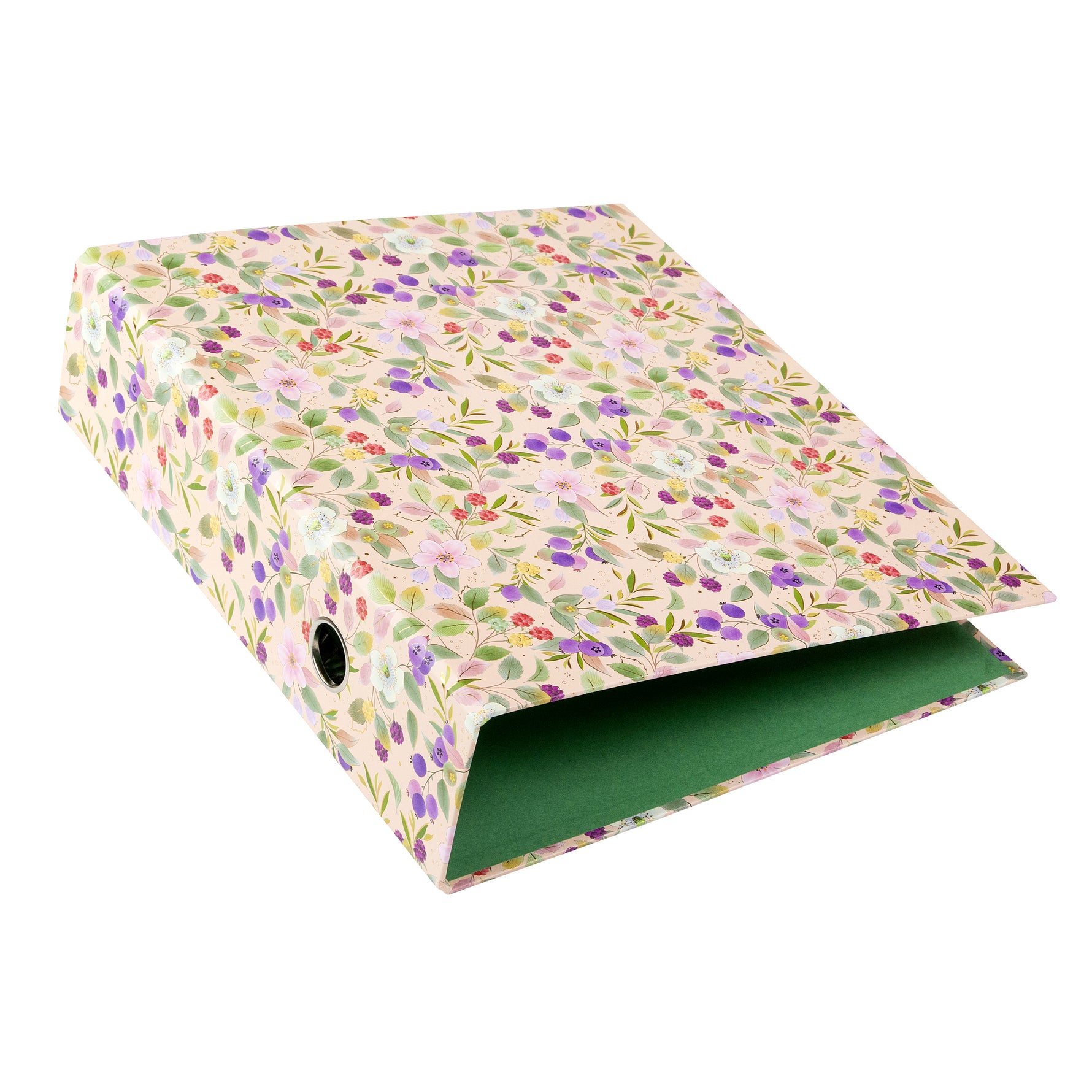 Blissful Blossom Çiçekli A4 Klasör - 8 cm | Kollu Mekanizmalı | Altın Yaldızlı, Mango