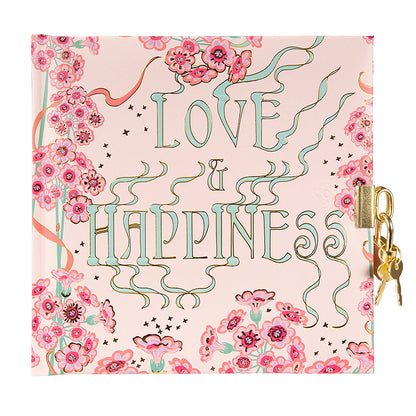 Love & Happiness Günlük | 16,5 × 16,5 cm | 96 Sayfa | Kilitli Kabartmalı Kapak