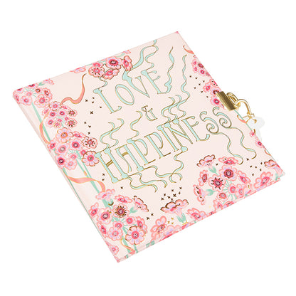 Love & Happiness Günlük | 16,5 × 16,5 cm | 96 Sayfa | Kilitli Kabartmalı Kapak