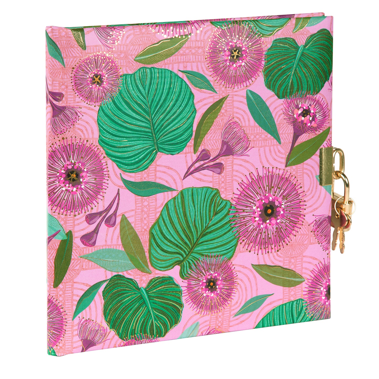 Diary Tropıcal Leaves | 16.5 × 16.5 cm | 96 Pages | With Lock & Embossed Cover