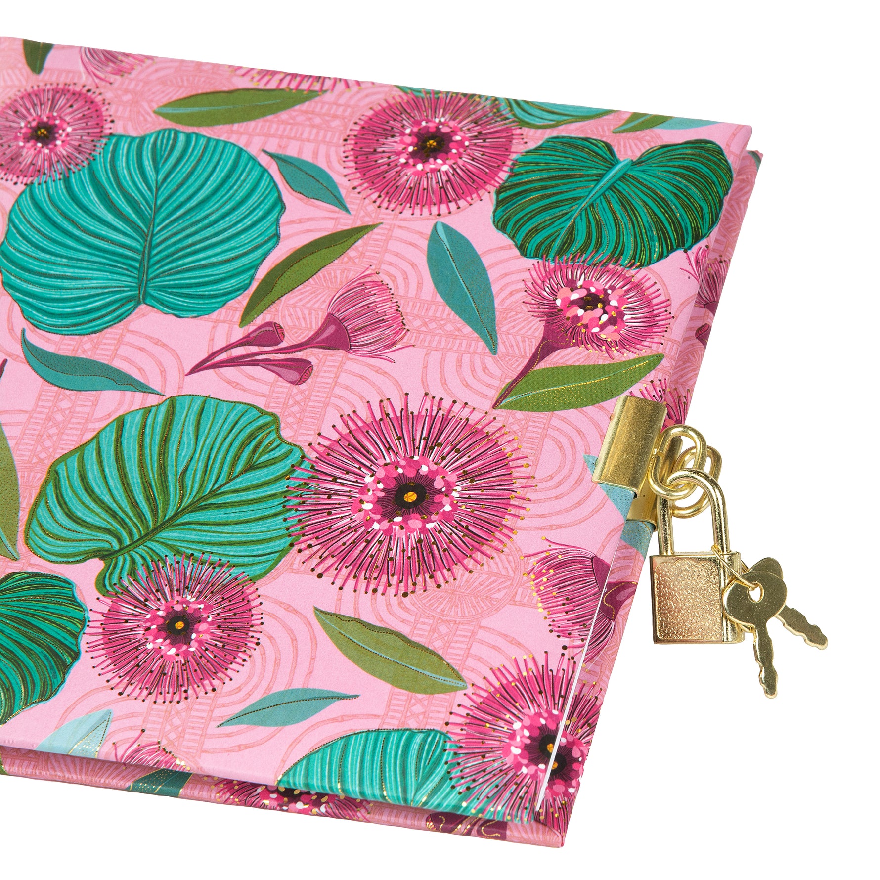 Tropical Leaves Kilitli Günlük - 16,5×16,5 cm | 96 Sayfa | Kabartmalı Kapak