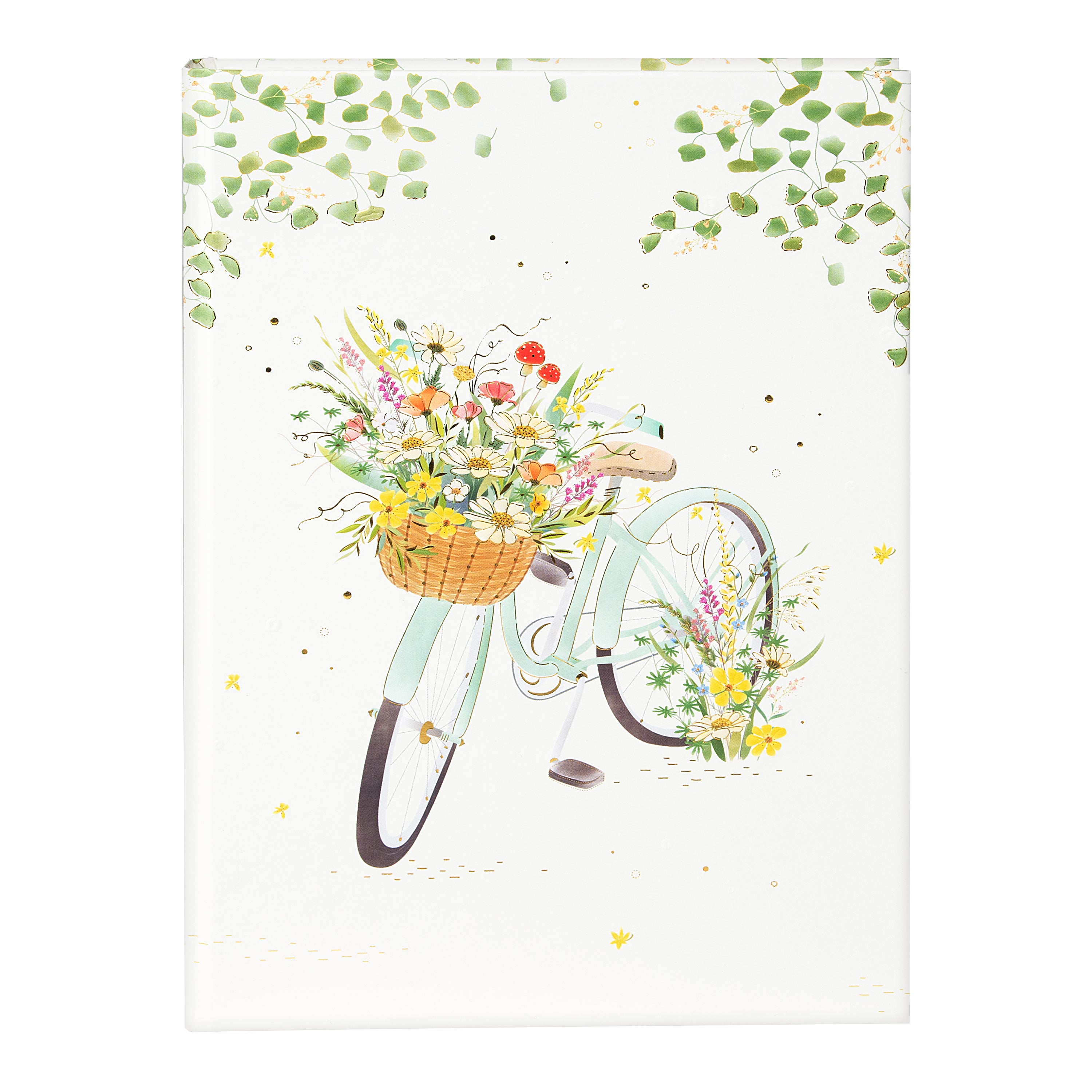 Flowery Bike A5 Not Defteri - 200 Sayfa | Gold/Silver Kabartmalı Kapak | 100 g/m²