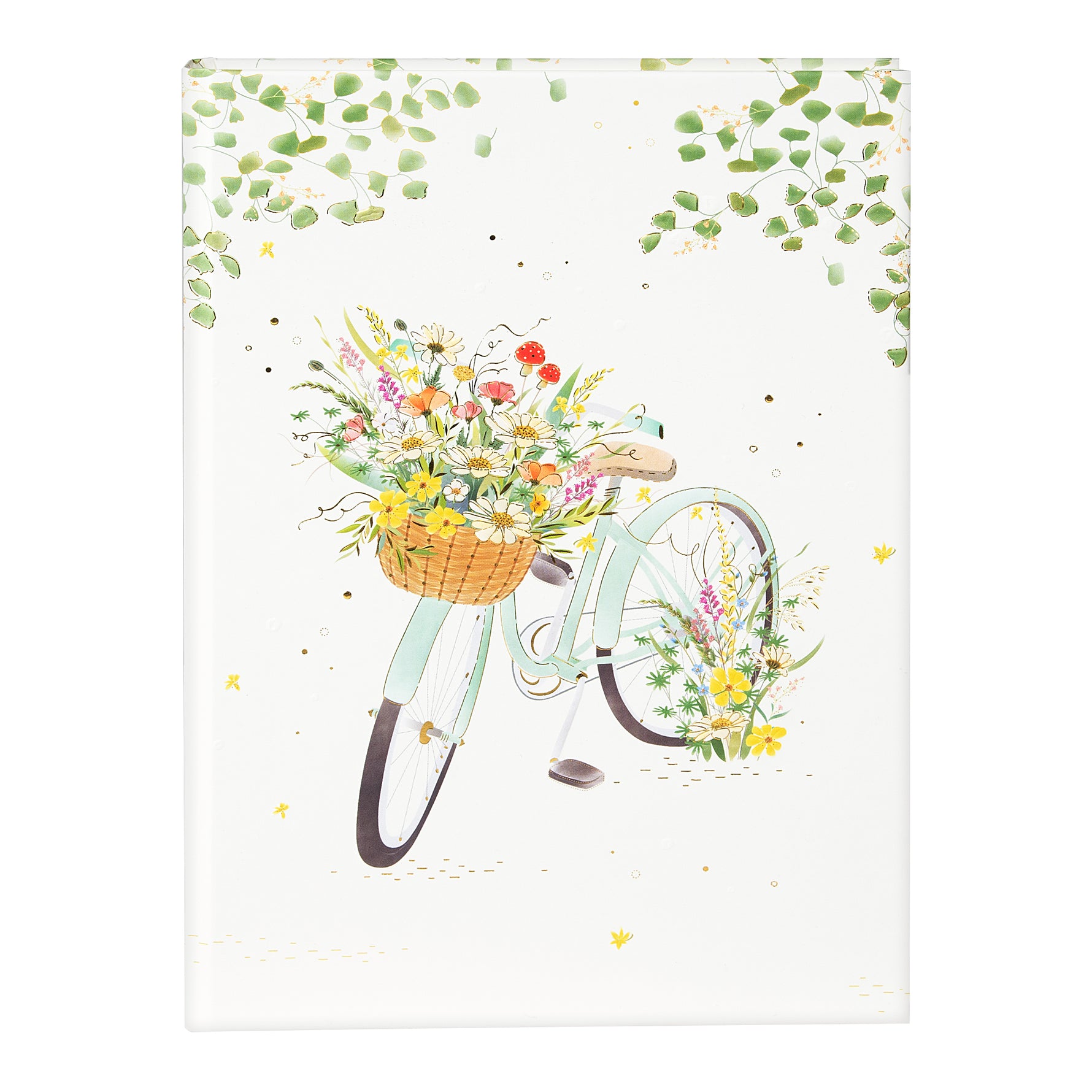 Flowery Bike A5 Not Defteri - 200 Sayfa | Gold/Silver Kabartmalı Kapak | 100 g/m²