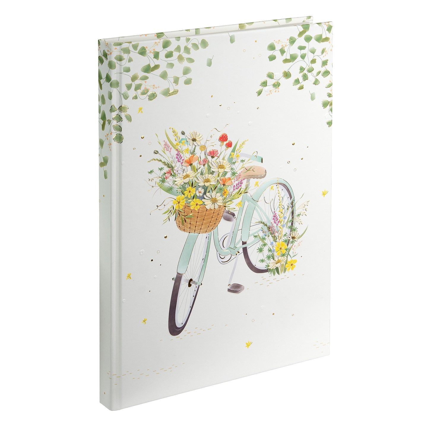 Goldbuch Flowery Bike A5 Notebook – 200 Pages, 100 gsm, Gold/Silver Embossed