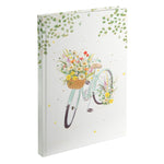 Flowery Bike A5 Not Defteri - 200 Sayfa | Gold/Silver Kabartmalı Kapak | 100 g/m²
