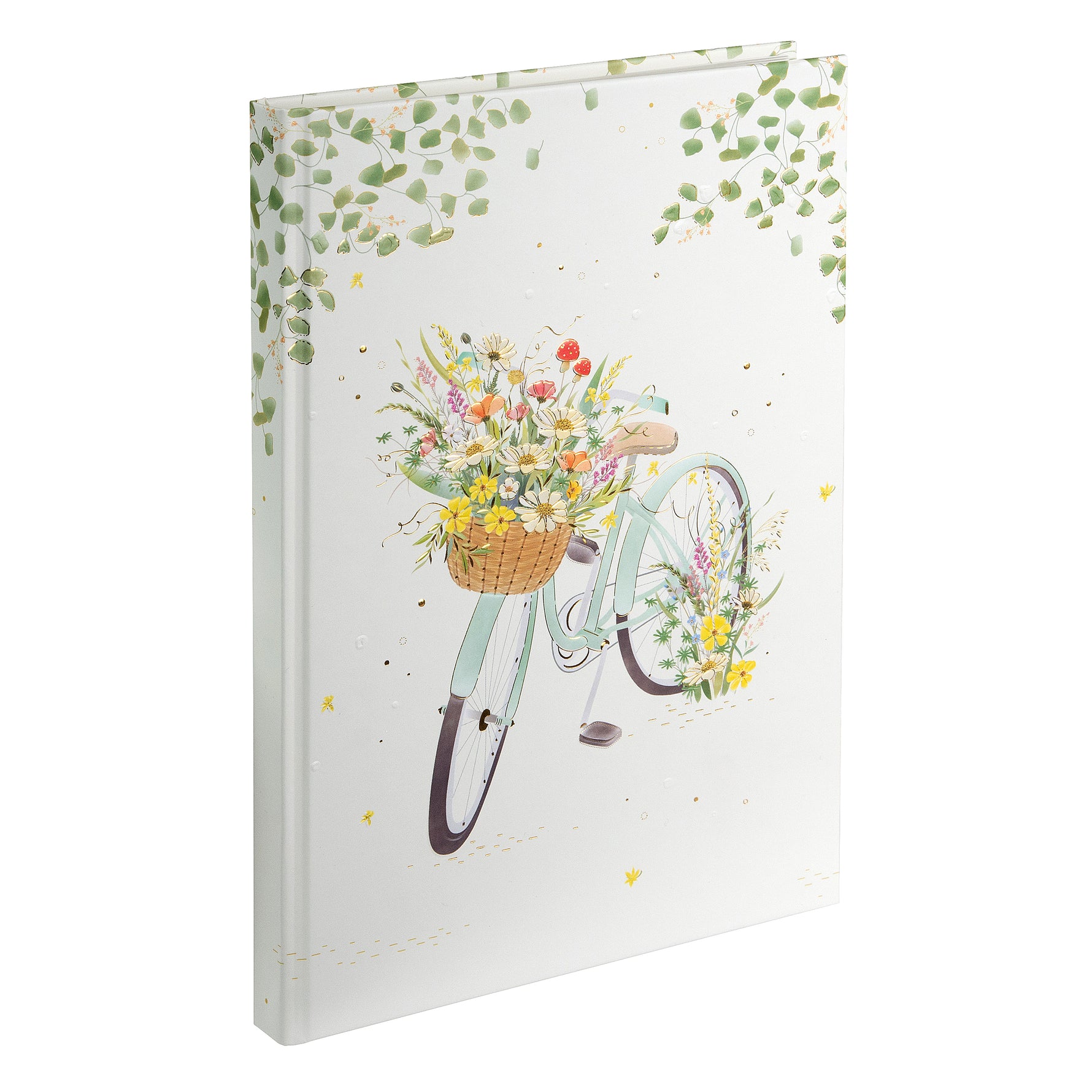 Flowery Bike A5 Not Defteri - 200 Sayfa | Gold/Silver Kabartmalı Kapak | 100 g/m²