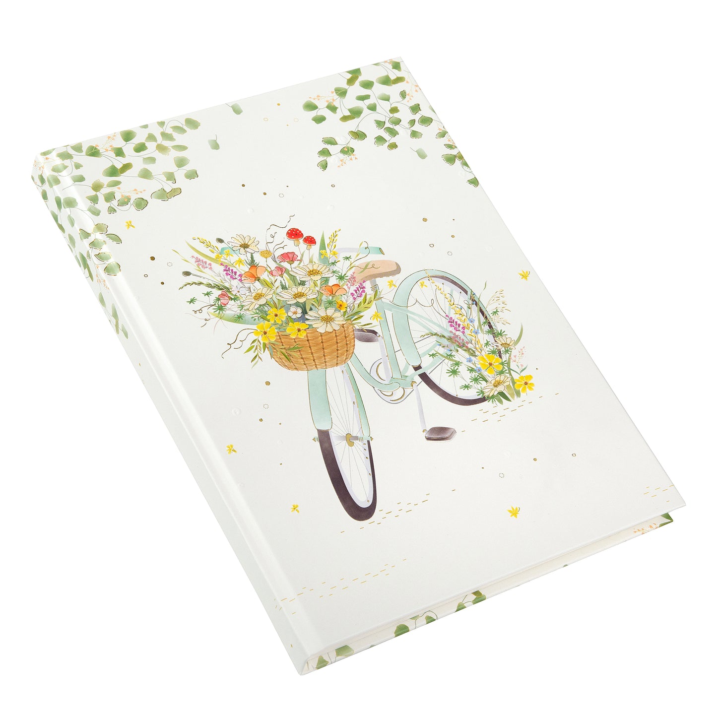 Goldbuch Flowery Bike A5 Notebook – 200 Pages, 100 gsm, Gold/Silver Embossed