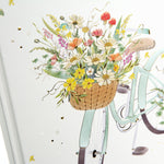 Flowery Bike A5 Not Defteri - 200 Sayfa | Gold/Silver Kabartmalı Kapak | 100 g/m²