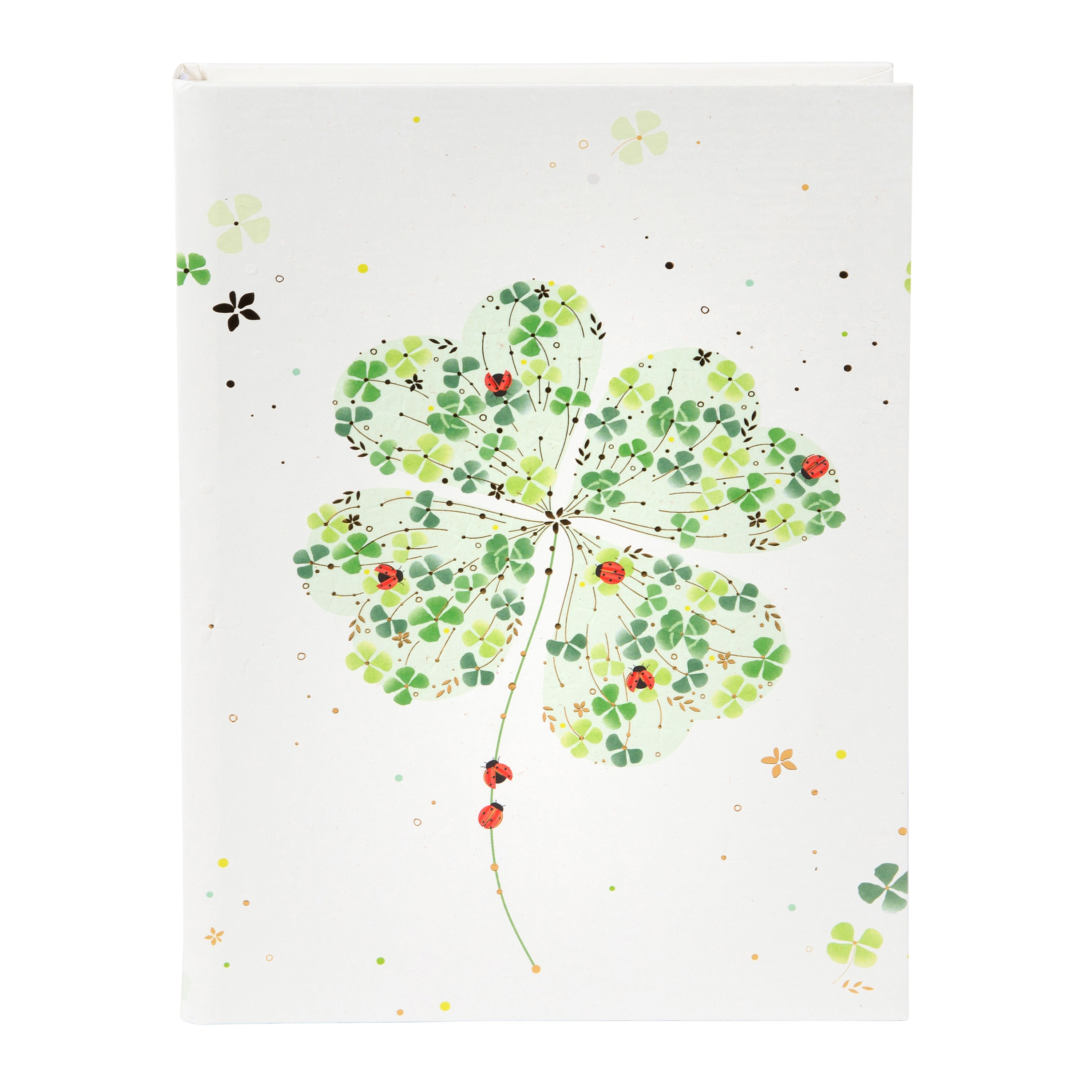 Lucky Clover A5 Not Defteri - 200 Sayfa | Gold/Silver Kabartmalı Kapak | 100 g/m²