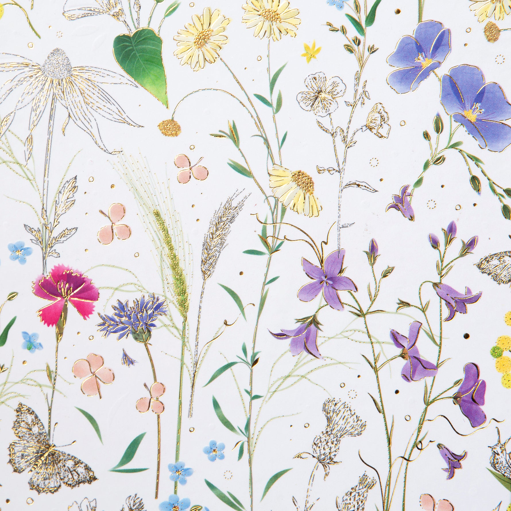 Summer Meadow A5 Not Defteri - 200 Sayfa | Gold/Silver Kabartmalı Kapak | 100 g/m²