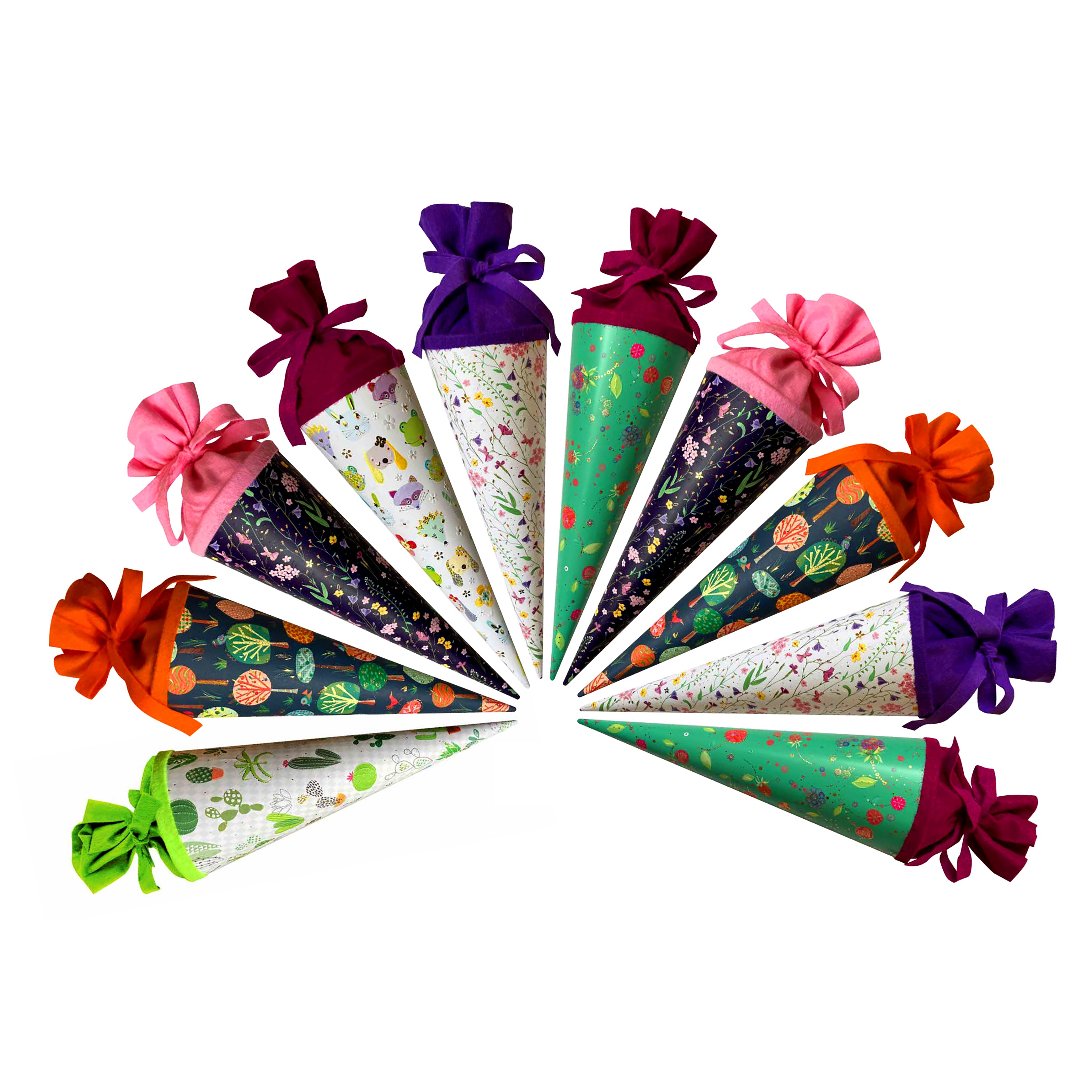 Schultüte Desenli Okula Başlama Hediye Külahı- 35 cm | Koni Form